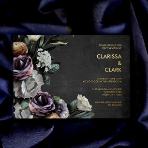 Dark Moody Bold Floral Black & Purple Wedding
