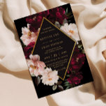 Dark Moody Burgundy Blush Black Floral Wedding Invitation<br><div class="desc">Personalise this elegant wedding invitation easily and quickly. Simply click the Edit Using Design Tools button to edit the text,  change fonts and fonts colours. Featuring beautiful realistic burgundy,  blush peonies against a dark moody black background. Matching items available in store. (c) Somerset Fine Paperie</div>
