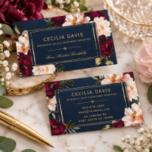 Dark Moody Burgundy Blush Navy Blue Floral