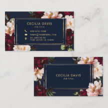 Dark Moody Burgundy Blush Navy Blue Floral