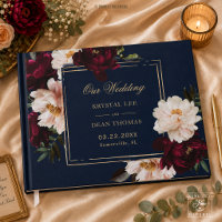 Dark Moody Burgundy Blush Navy Blue Floral Wedding