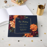 Dark Moody Burgundy Orange Navy Floral Wedding