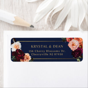 Dark Moody Burgundy Rust Navy Blue Floral Wedding