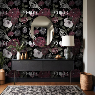 Dark Moody & Elegant Watercolor Floral Gothic Wallpaper