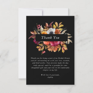 Dark Moody Fall Floral Bridal Shower Thank You Card