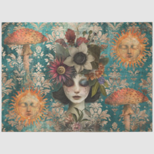 Dark Moody Fantasy Garden Collage Decoupage Tissue Paper