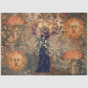 Dark Moody Fantasy Garden Collage Decoupage Tissue Paper