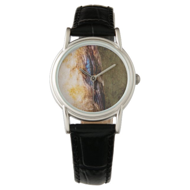 Dark Moody Feather Abstract Designer Watch  (Front)