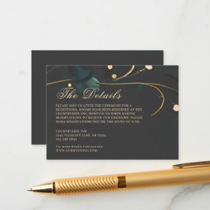Dark Moody Floral Boho Grey Abstract Wedding Enclosure Card