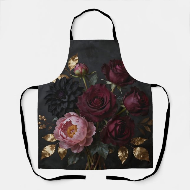 Dark Moody Floral Bouquet Apron (Front)