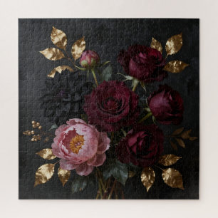 Dark Moody Floral Bouquet Jigsaw Puzzle