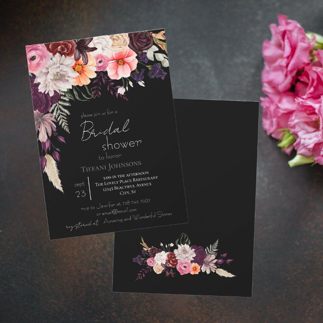 Dark Moody Floral Bridal Shower Invitation (Creator Uploaded)