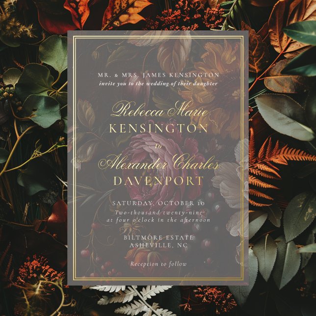 Dark Moody Floral Calligraphy Gold Frame Wedding (Creator Uploaded)