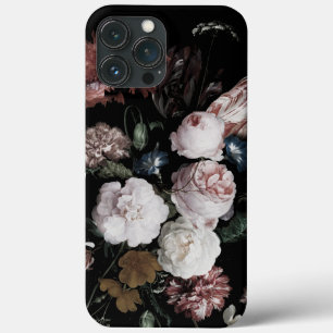 Dark Moody Floral Delicate Rose Blossom iPhone 13 Pro Max Case