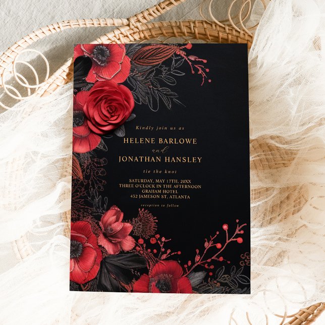 Dark Moody Floral Elegant Gothic Wedding Invitation (Dark Moody Floral Elegant Gothic Wedding Invitation)
