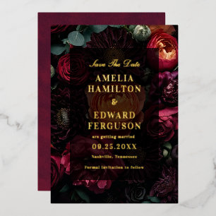 Dark Moody Floral Elegant Wedding Save The Date 