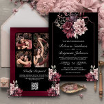 Dark Moody Floral Frame Black QR Code Wedding Invitation<br><div class="desc">Amaze your guests with this elegant wedding invite featuring beautiful flowers and modern typography with QR Code for online RSVP. Simply add your event details on this easy-to-use template and adorn this card with your favourite photos to make it a one-of-a-kind invitation.</div>