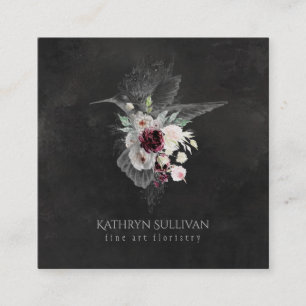 Dark Moody Floral Hummingbird Business Card