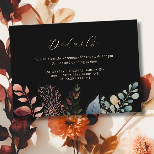 Dark Moody Floral Modern Wedding Enclosure Card (Creator Uploaded)