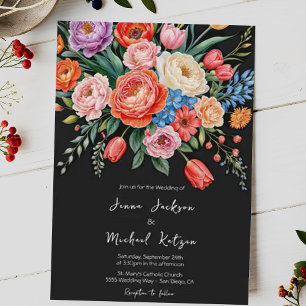 Dark Moody Floral Still Life Elegant Wedding Invitation
