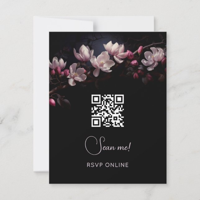 Dark Moody Floral Wedding | Scan Me  RSVP Card (Front)
