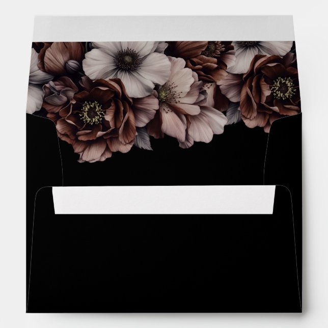 Dark Moody Florals Gothic Halloween Wedding Envelope (Back (Bottom))