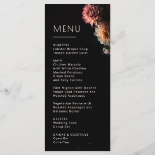 Dark Moody Flowers Chrysanthemum Wedding Menu