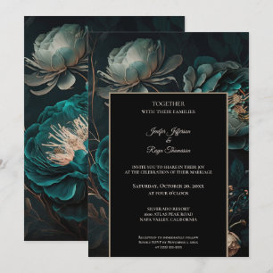 Dark moody flowers Photo Gothic wedding Invitation