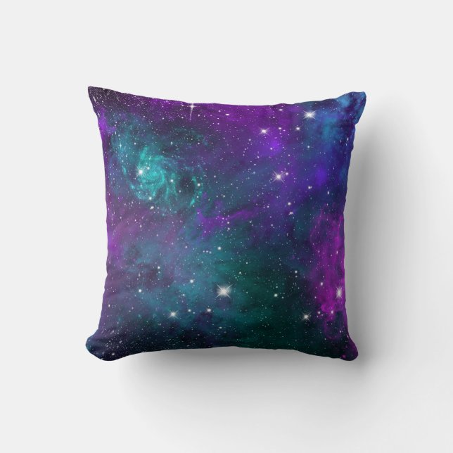 Dark Moody Galaxy Space Outer Nebula Starry Sky Cushion (Front)