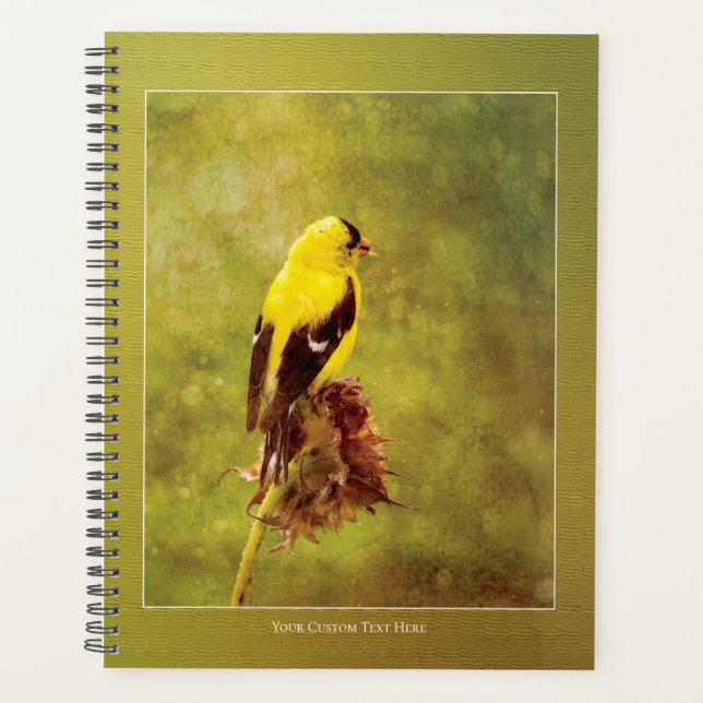 Dark Moody Goldfinch Custom Planner | Bird Art (Front)