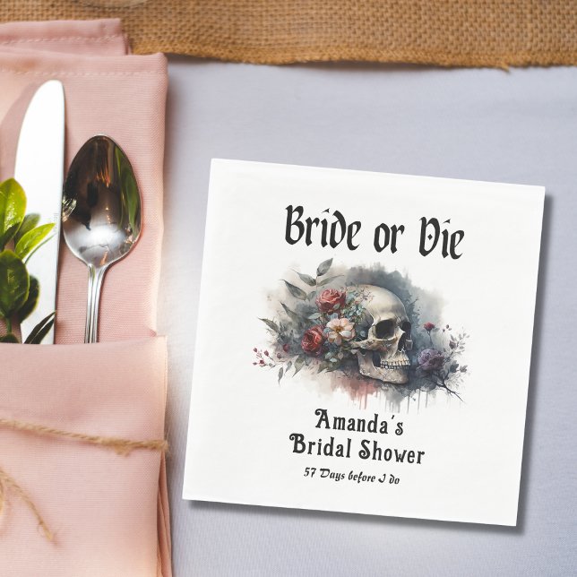 Dark Moody Gothic Bride or Die Bridal Shower Napkin (Creator Uploaded)