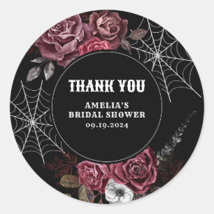 Dark moody gothic floral black Bridal Shower  Classic Round Sticker