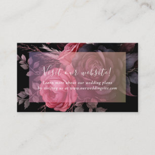 Dark Moody Gothic Floral Rose Wedding Website Enclosure Card