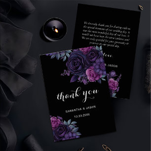 Dark Moody Gothic Florals  Wedding Thank You Card
