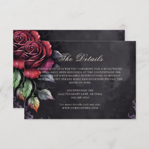 Dark Moody Gothic Red Rose Black Wedding Enclosure Card