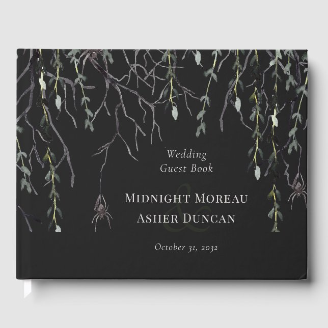 Dark Moody Gothic Wedding Guest Book (Front)