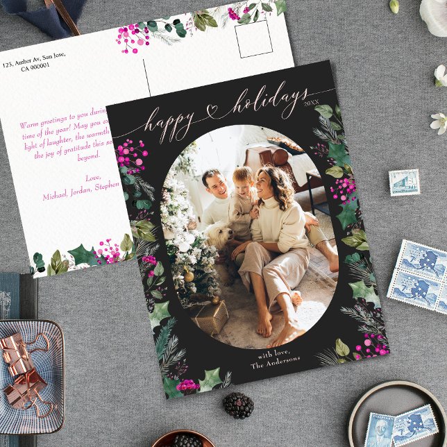 Dark Moody Happy Holidays Photo Postcard   (Creator Uploaded)