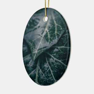 Dark Moody Ivy Leaves Nature Photo Ceramic Tree Decoration