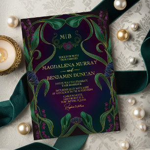 Dark Moody Jewel Tone Art Nouveau Floral Wedding