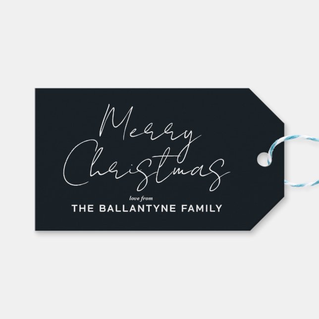 Dark Moody Merry Christmas Gift Tags (Front (Horizontal))