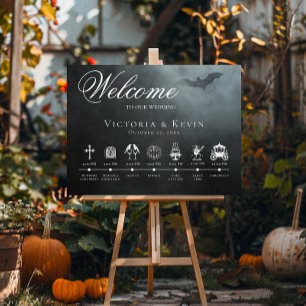 Dark Moody Midnight Bat & Fog Order of Events Poster