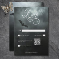 Dark Moody Midnight Bat & Fog Wedding QR Code