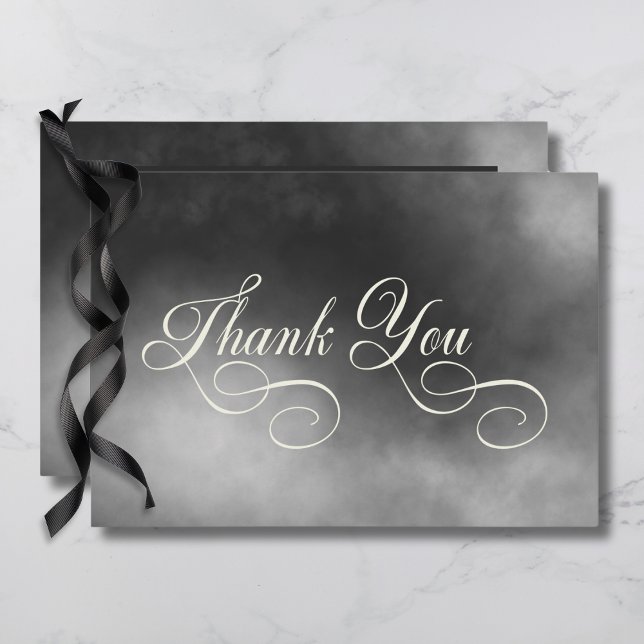 Dark Moody Midnight Black Fog Wedding Thank You Card (Dark Moody Midnight Black Fog QR Code Wedding Thank You Card)