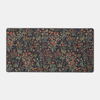 Dark Moody Midnight Forest Floral Botanical Desk Mat