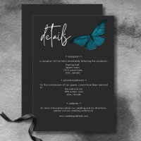 Dark Moody Minimal Teal Moth Wedding Details