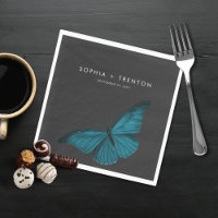 Dark Moody Minimal Teal Moth Wedding