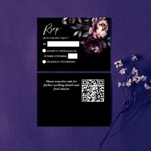 Dark moody noir elegant wedding RSVP card