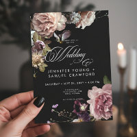 Dark Moody Pastel Opulent Floral Black Wedding