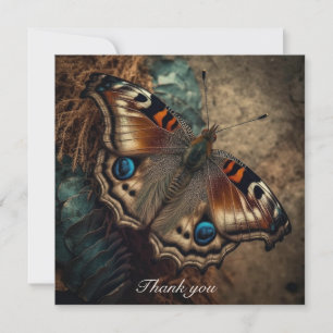 Dark Moody Peacock Butterfly Thank You Custom Name