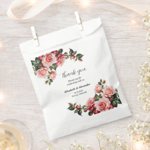 Dark moody pink and red roses wedding favour bags
